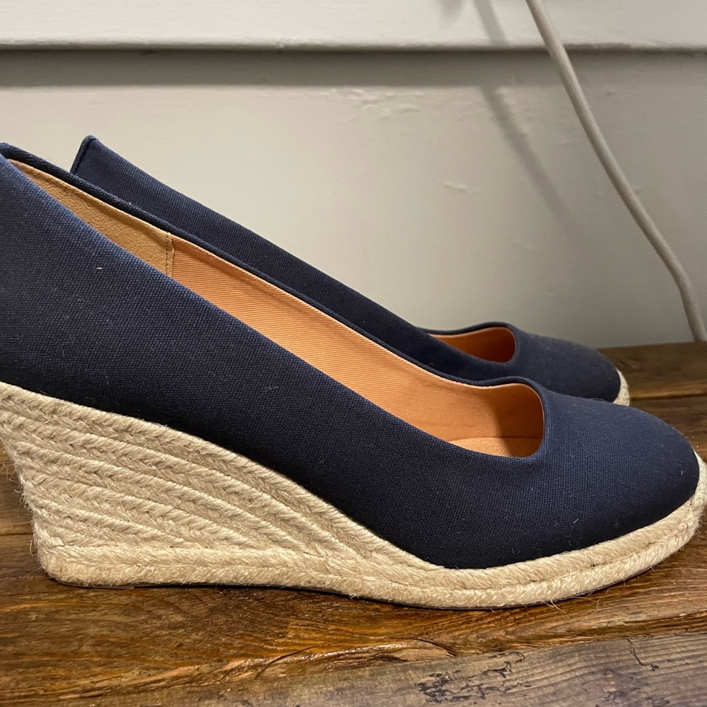 J.crew espadrille wedges navy size 8.5